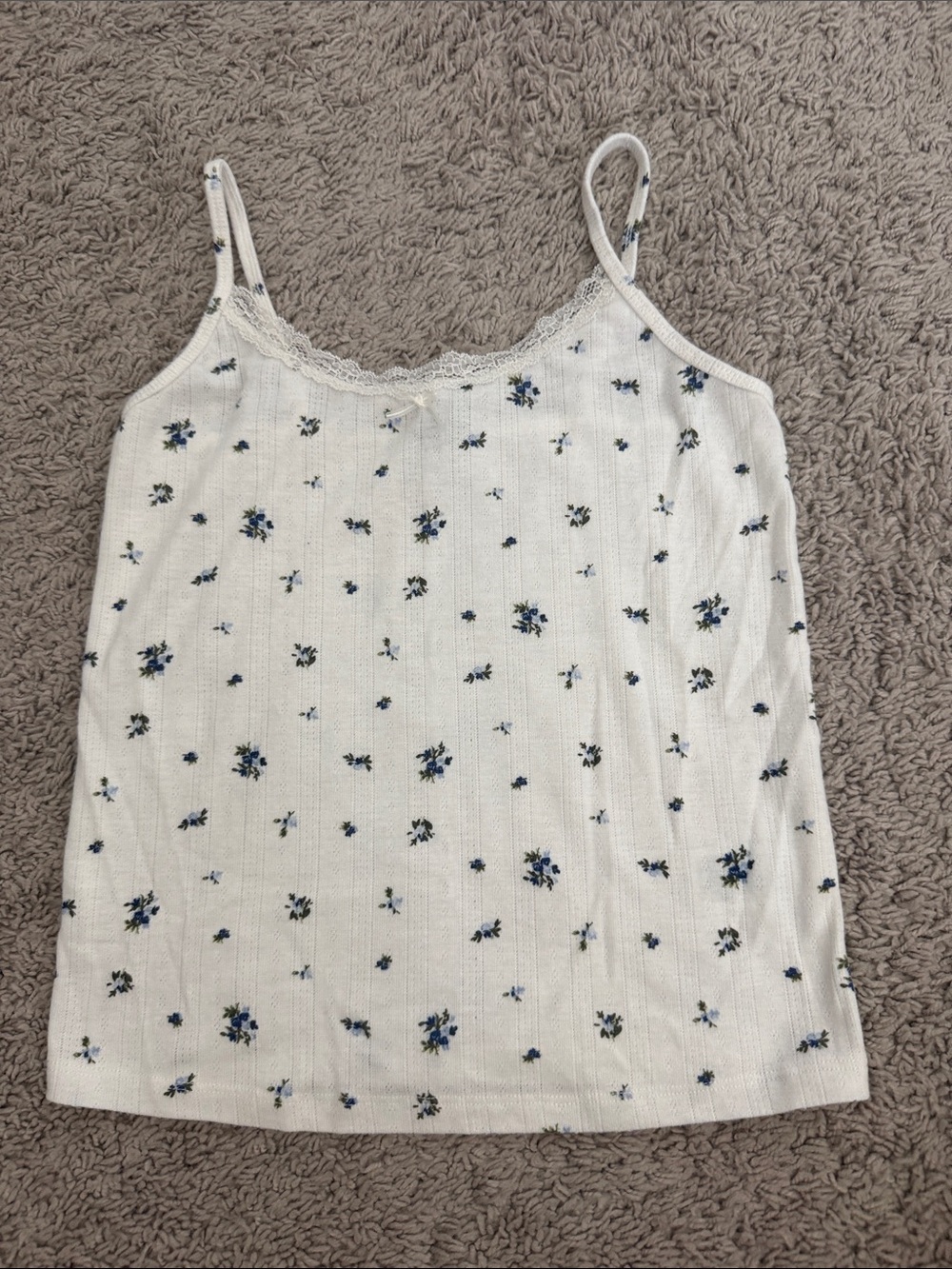 wild fable White Floral Lace-Trim Cami with Blue Accent